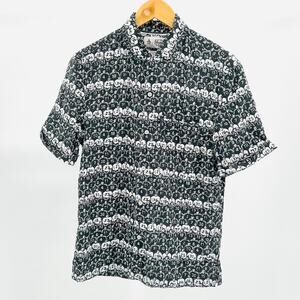 Original Penguin Black White Cotton Viscose Graphic Football Print Shirt